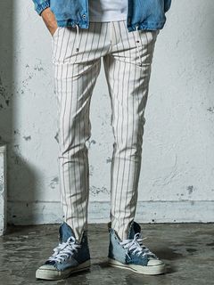 《予約11月17日19時締め》 CHRIS EASY  PANTS / イージーパンツ / ホワイト・ストライプ