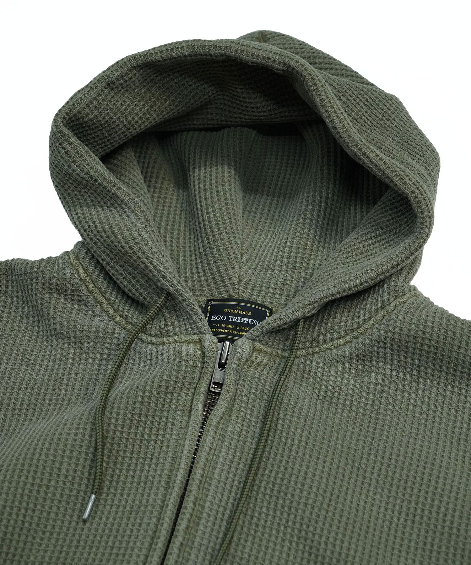 【予約品10月20日(日）締め】 WARBBLE / ヘビーオンスワッフル生地 パーカー / オリーブドラブ