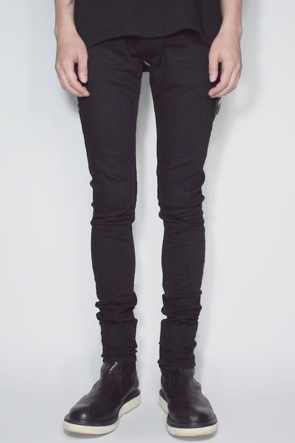 SKINNY JOHN 11oz Organic Cotton Stretch Denim Skinny Jeans / ブラック 【STRUM】