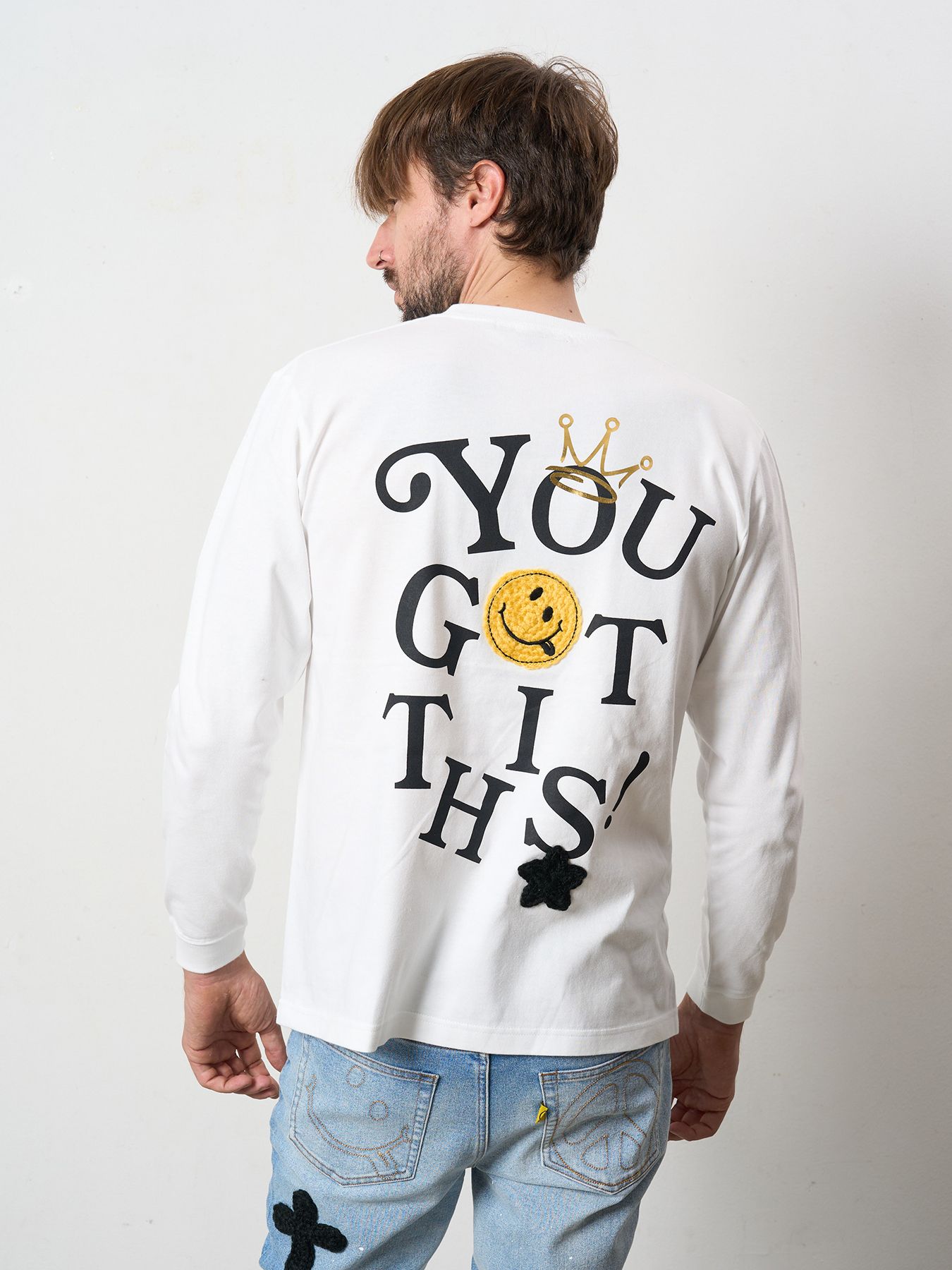 【予約品 】 5.6ozコットン天竺 YOU GOT THIS シークインLS Tシャツ / ホワイト