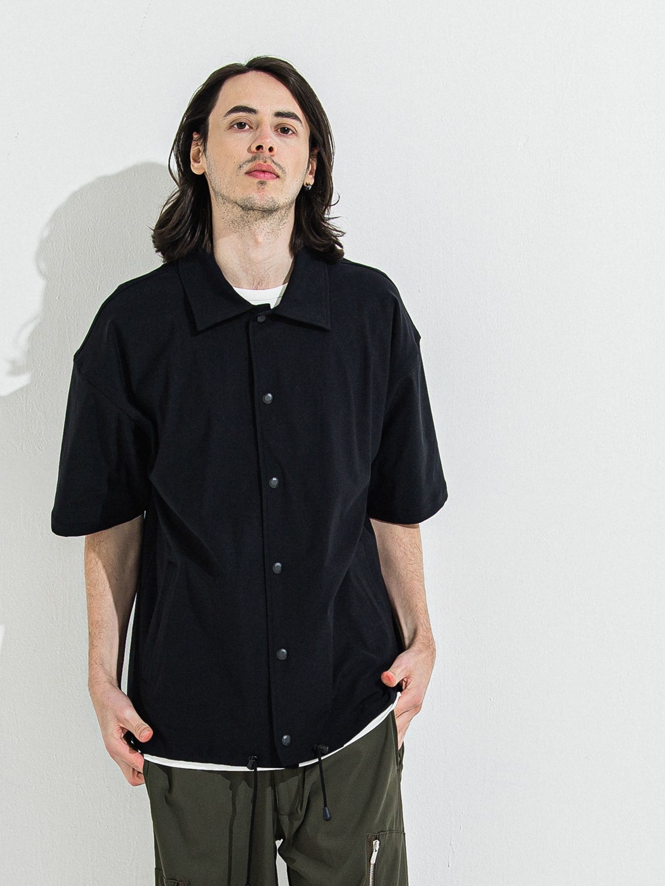 【予約品】NYLON HALF COACH JACKET / ナイロンハーフコーチジャケット / ブラック