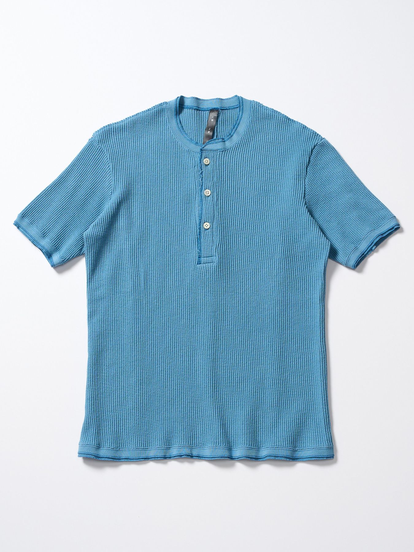 【予約品 1月25日(日) 締切】waffle henley S/S / ワッフルヘンリー ショートスリーブ / ライトブルー