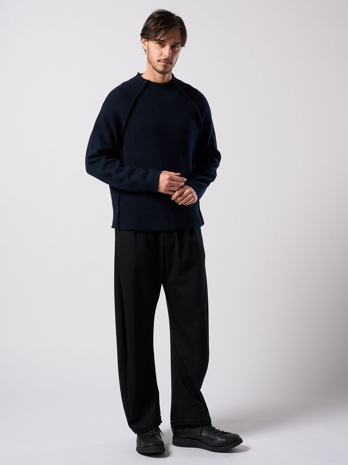 【予約品 4月19日(日) 18時締切】venetian stripe wide banana slacks / ヴェネツィアン ストライプ ワイドバナナスラックス / ブラック