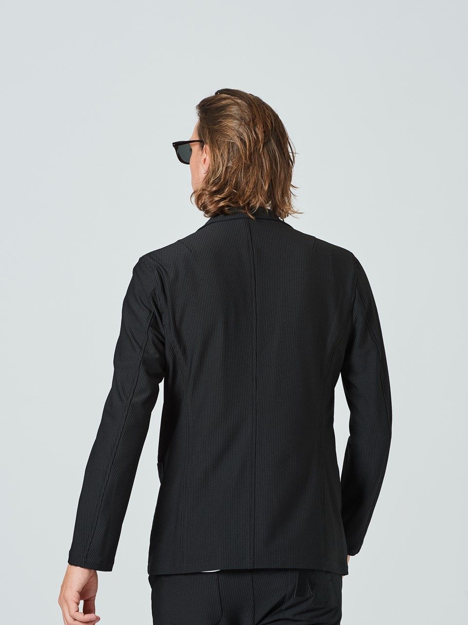 (予約品2023年10月19日18時締め) muta  Stretch Seersucker Tailored JKT / テーラードジャケット / ブラック 【Acanthus×muta】