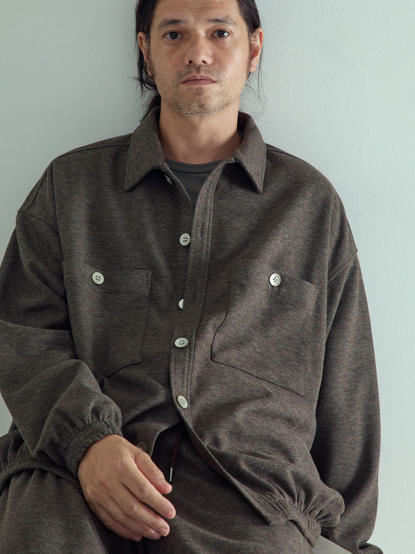 【予約品 】LUXMODERN OVERSHIRTS / オーバーシャツ / 杢ブラウン