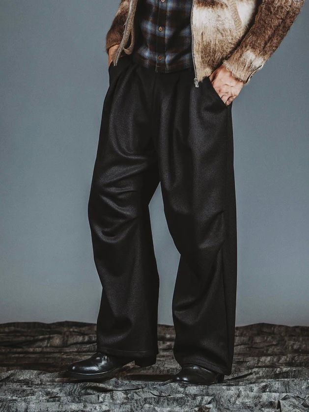 ツータックイージーパラシュートトラウザーズ ブラック【NOID.】