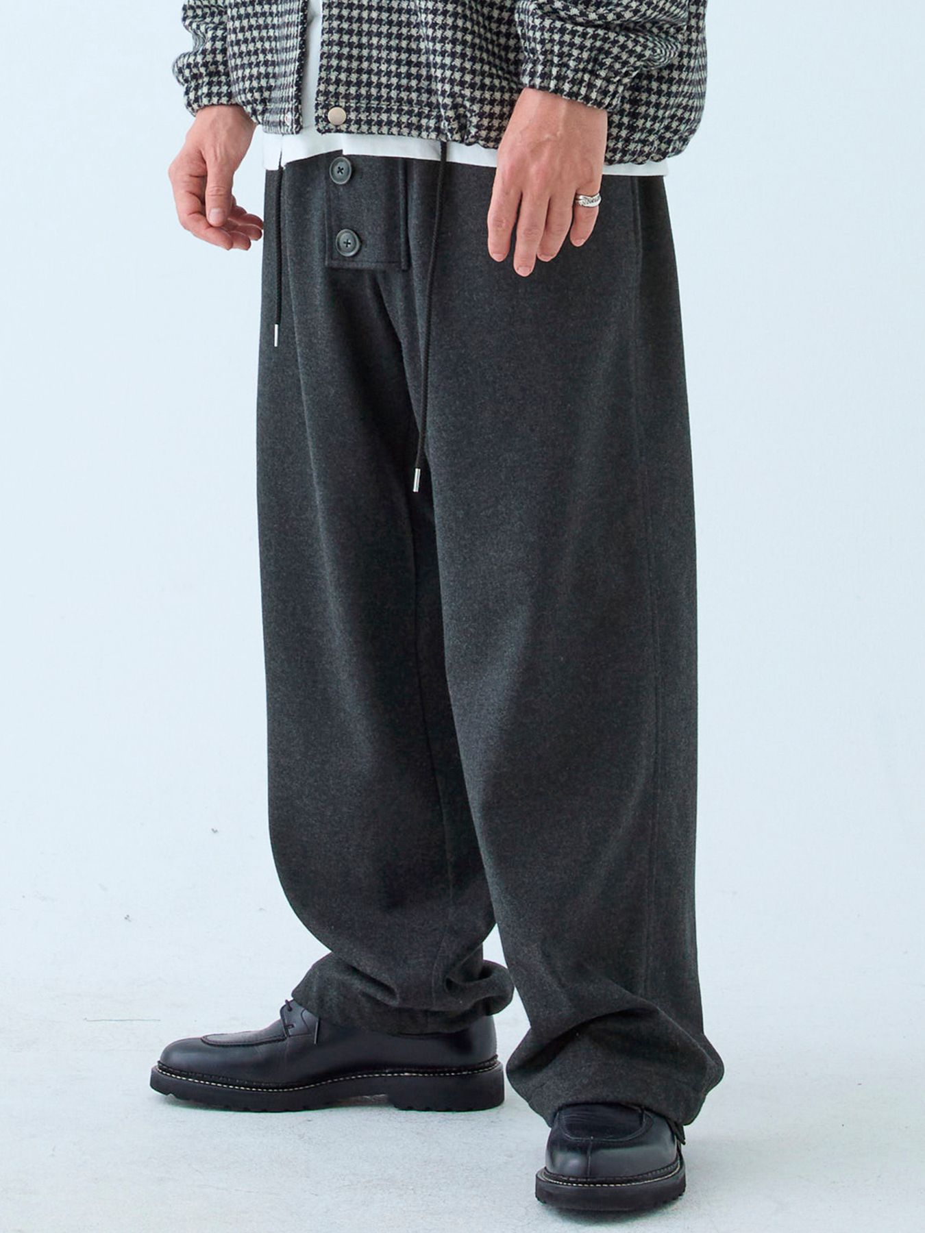【予約品 】Woolnapp trousers / ウール イージートラウサーズパンツ / 杢チャコール