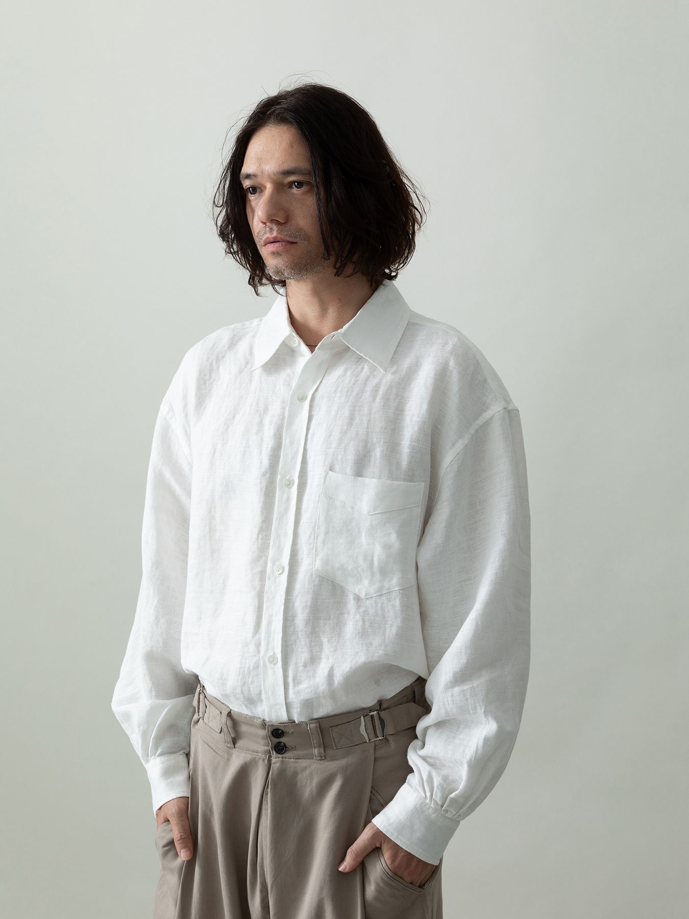 【予約品 2月1日(日) 締切】GATHERLINEN SHIRTS / リネンシャツ / ホワイト