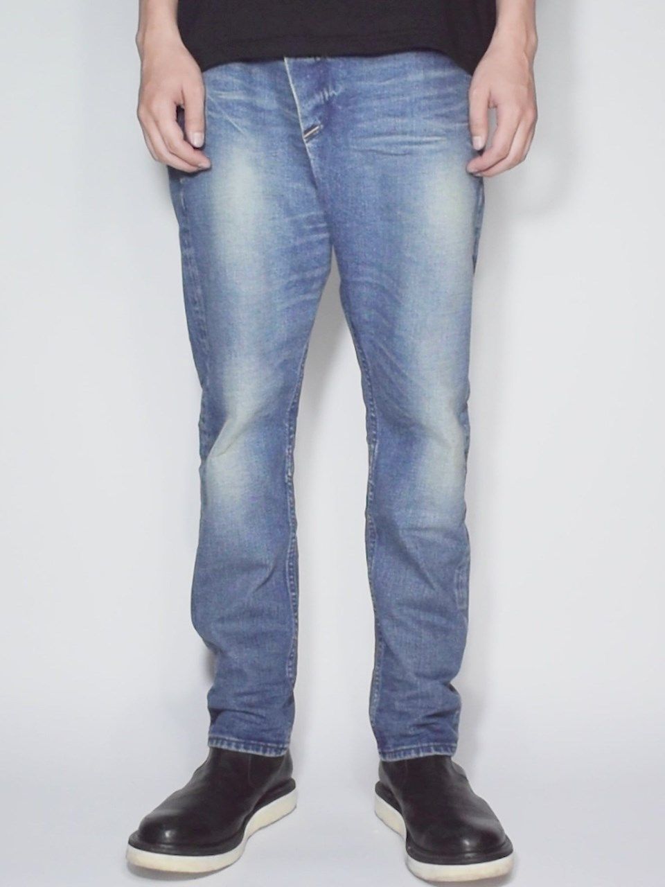 12.5oz Organic Cotton Stretch Over Lap Tight Straight Jeans / 12.5oz オーガニックコットン ストレッチデニム オーバーラップ タイトストレート ジーンズ / Over Down / インディゴ