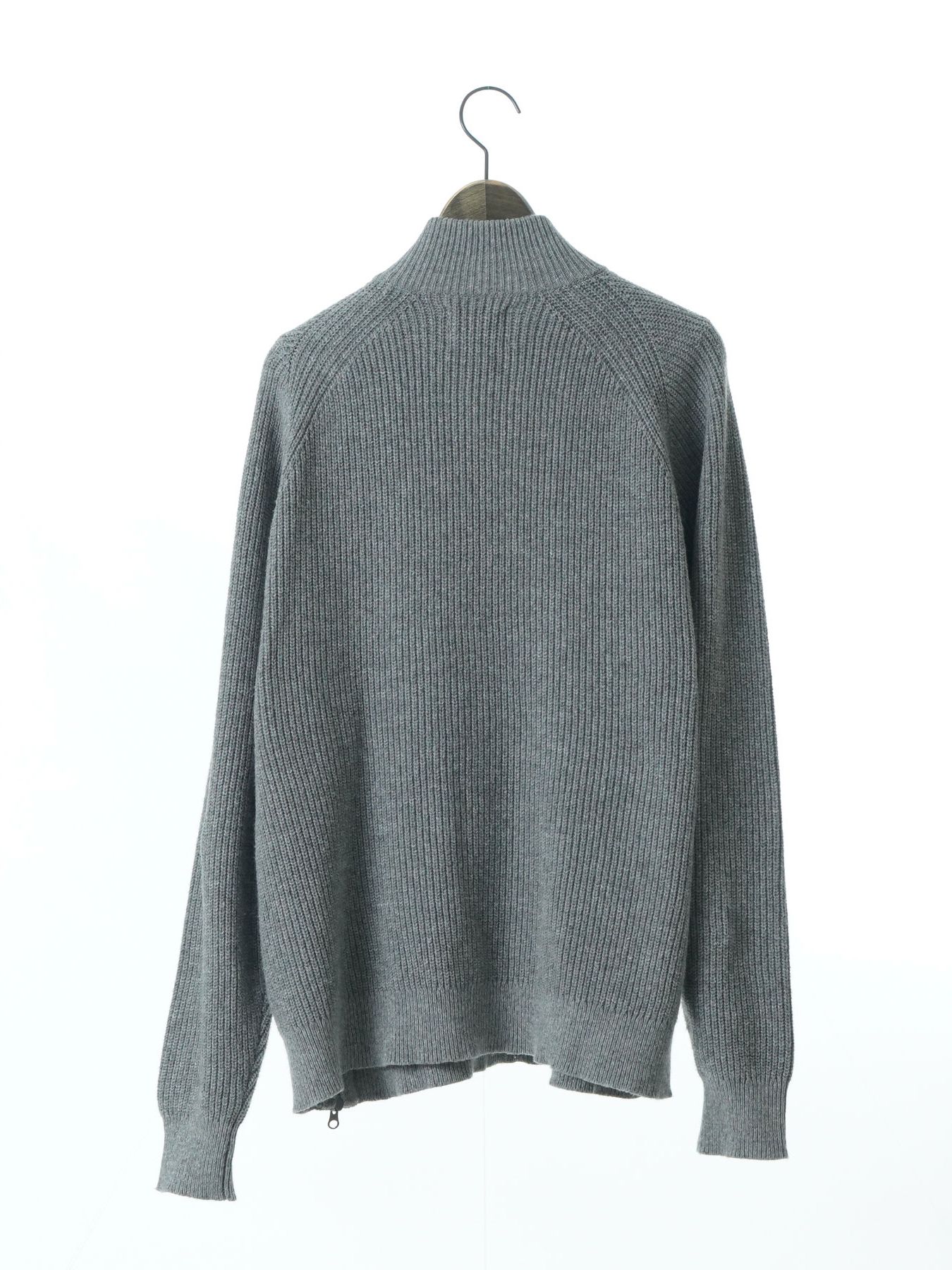 【予約品 】ZIPHI / ジップ ハイネック ニット / 杢グレー