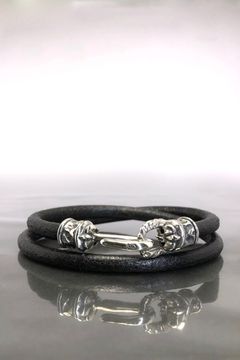 《受注生産》 LEATHER BRACELET PIPE HOOK ブレスレット / BLACK 【GOD SIZE】 注文から2～3週間後入荷予定
