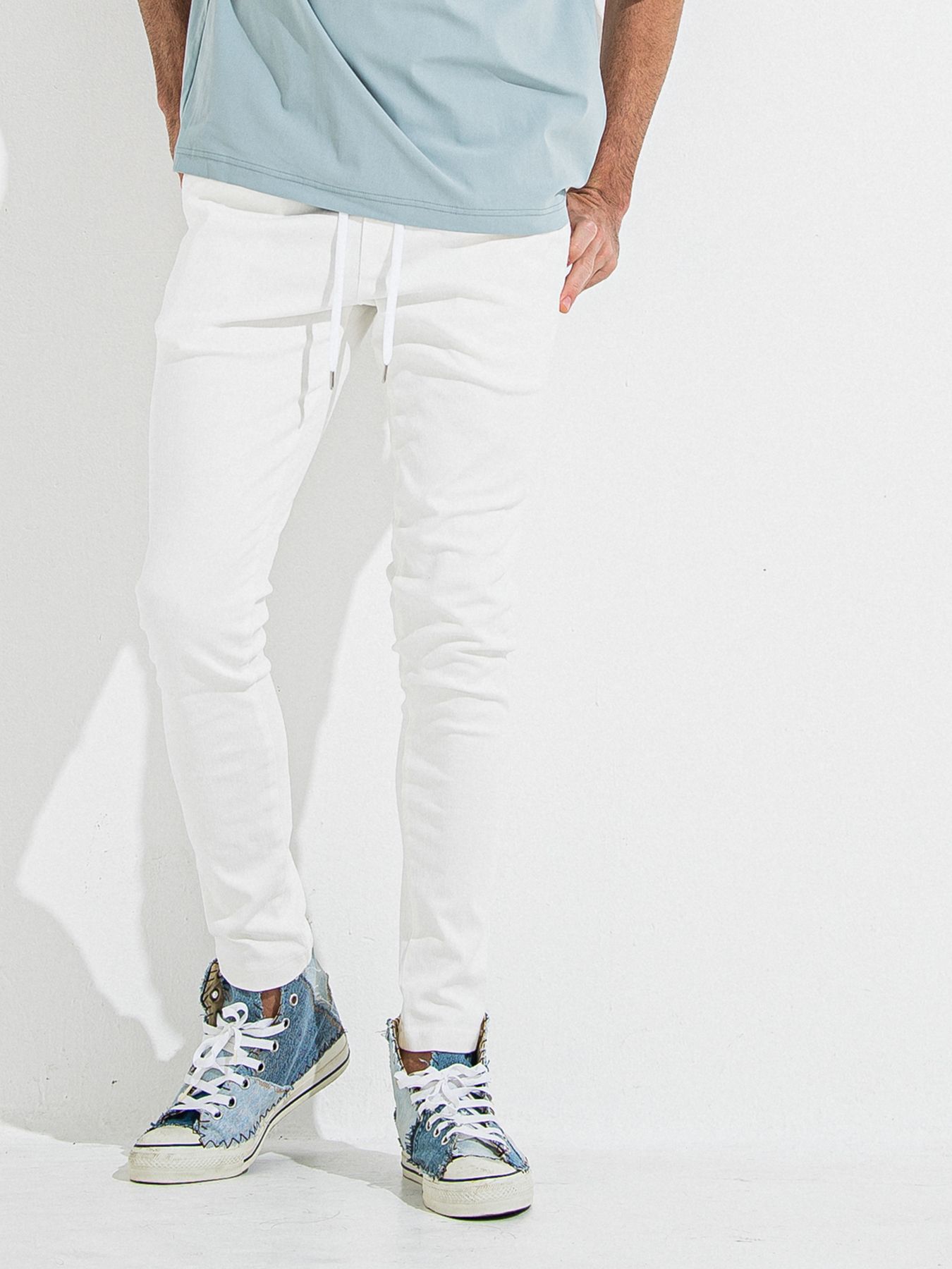 DENIM JERSEY CHRIS EASY TUCK PT / デニムジャージクリスイージータックパンツ / ホワイト