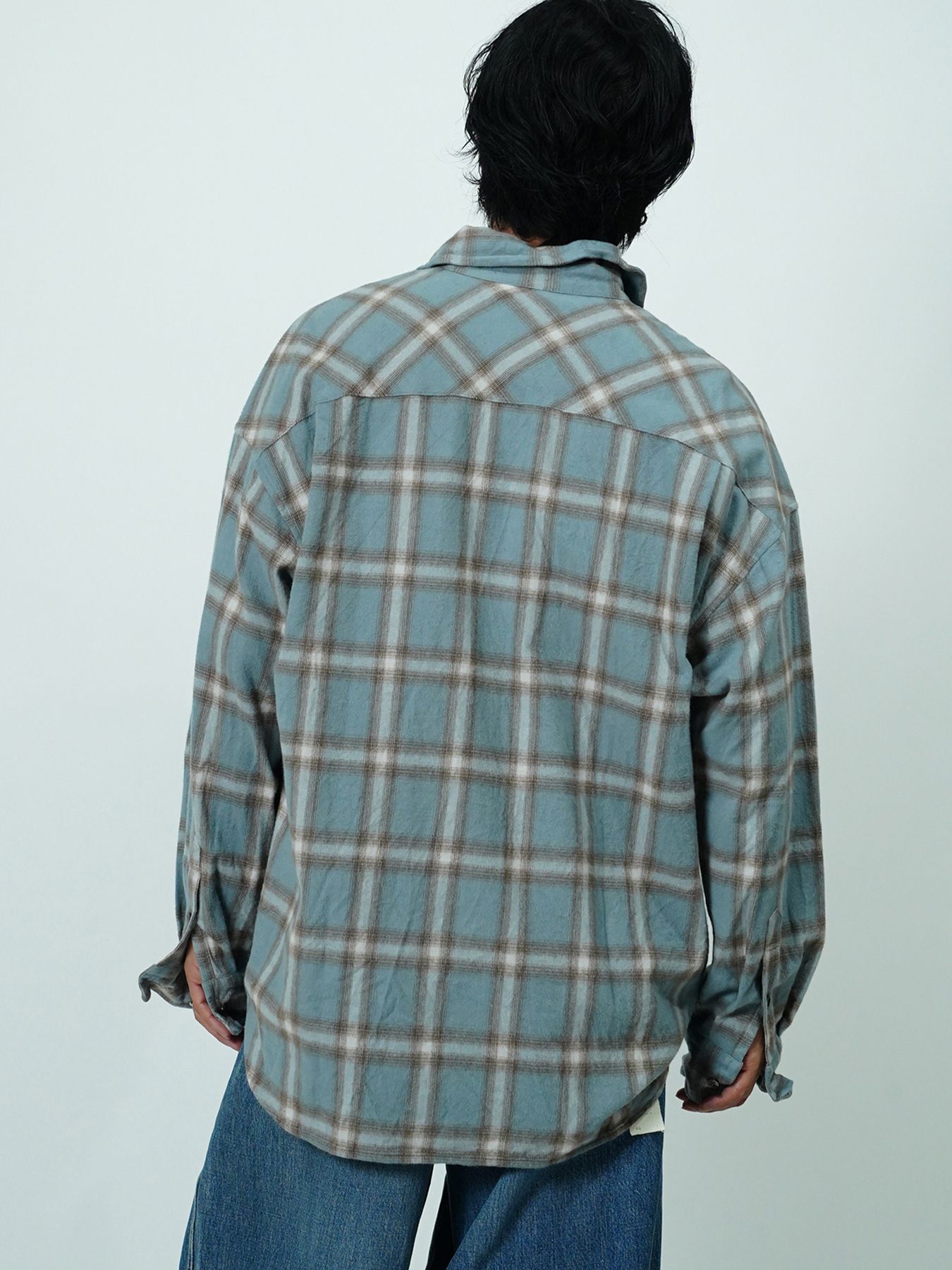 【予約品 7月5日(日) 締切】HAZE FLANNELSHIRTS / フランネルチェックシャツ / サックス