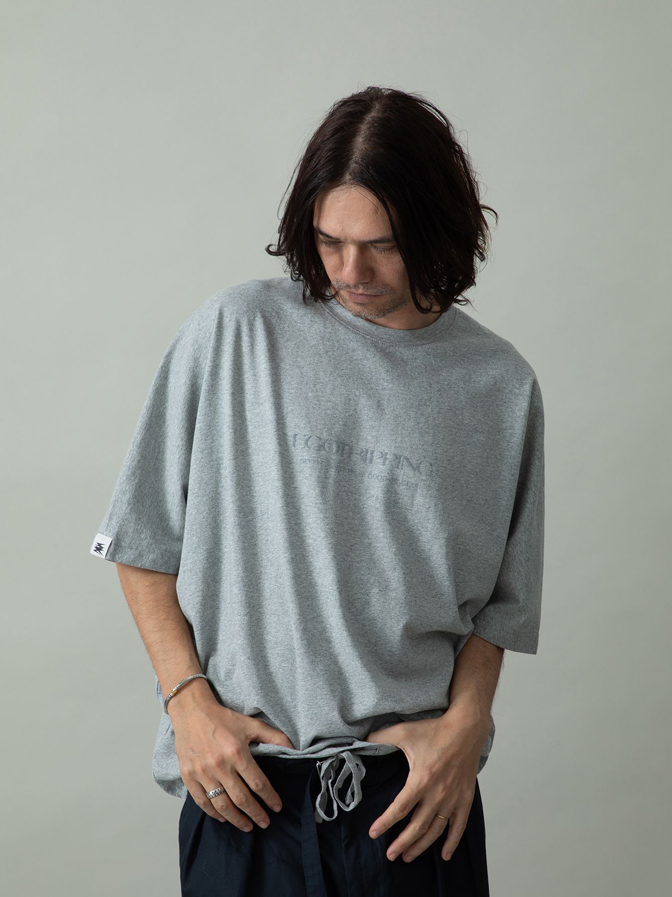 【予約品 2月1日(日) 締切】KITE TEE frocky / フロッキープリント ニットT / 杢グレー