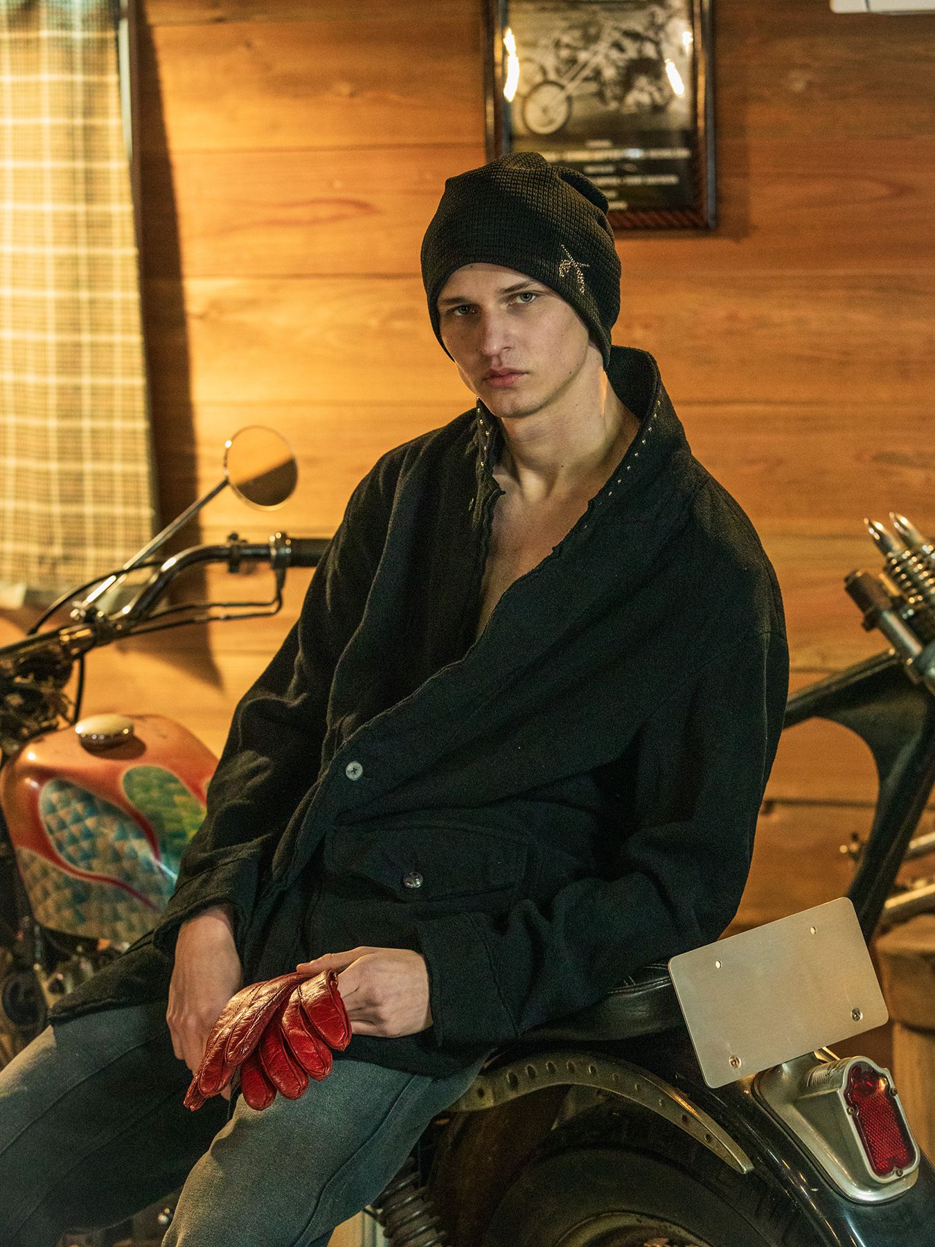 【予約品 3月9日(月) 18:00 締切】FLEECE STUDZ JKT CRY / クリスタルクロスガン スタッズ フリース ショートコート / ブラック