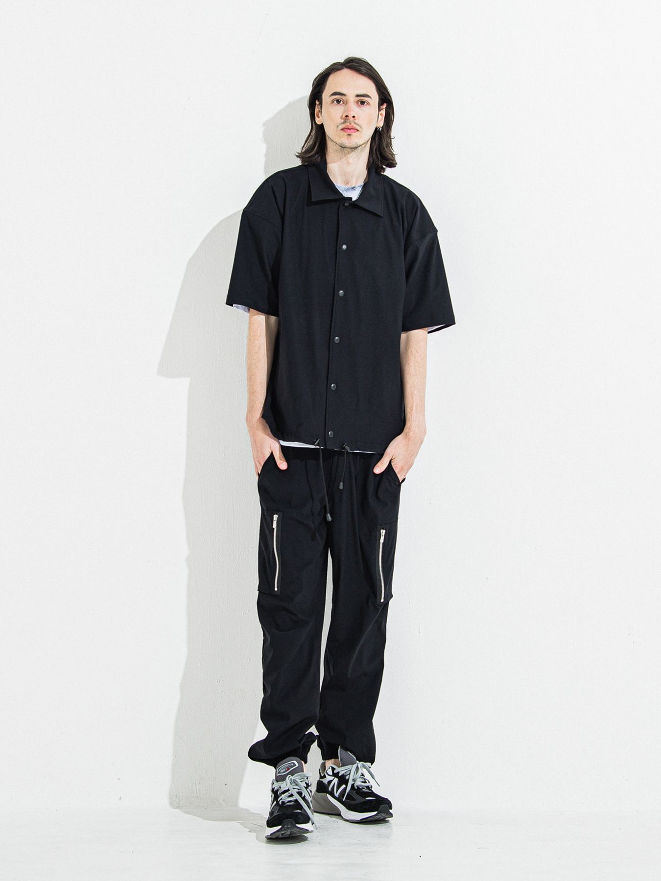 【予約品】NYLON HALF COACH JACKET / ナイロンハーフコーチジャケット / ブラック