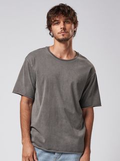 《予約品》 wide cut-off crew-neck S/S / Tシャツ / グレー