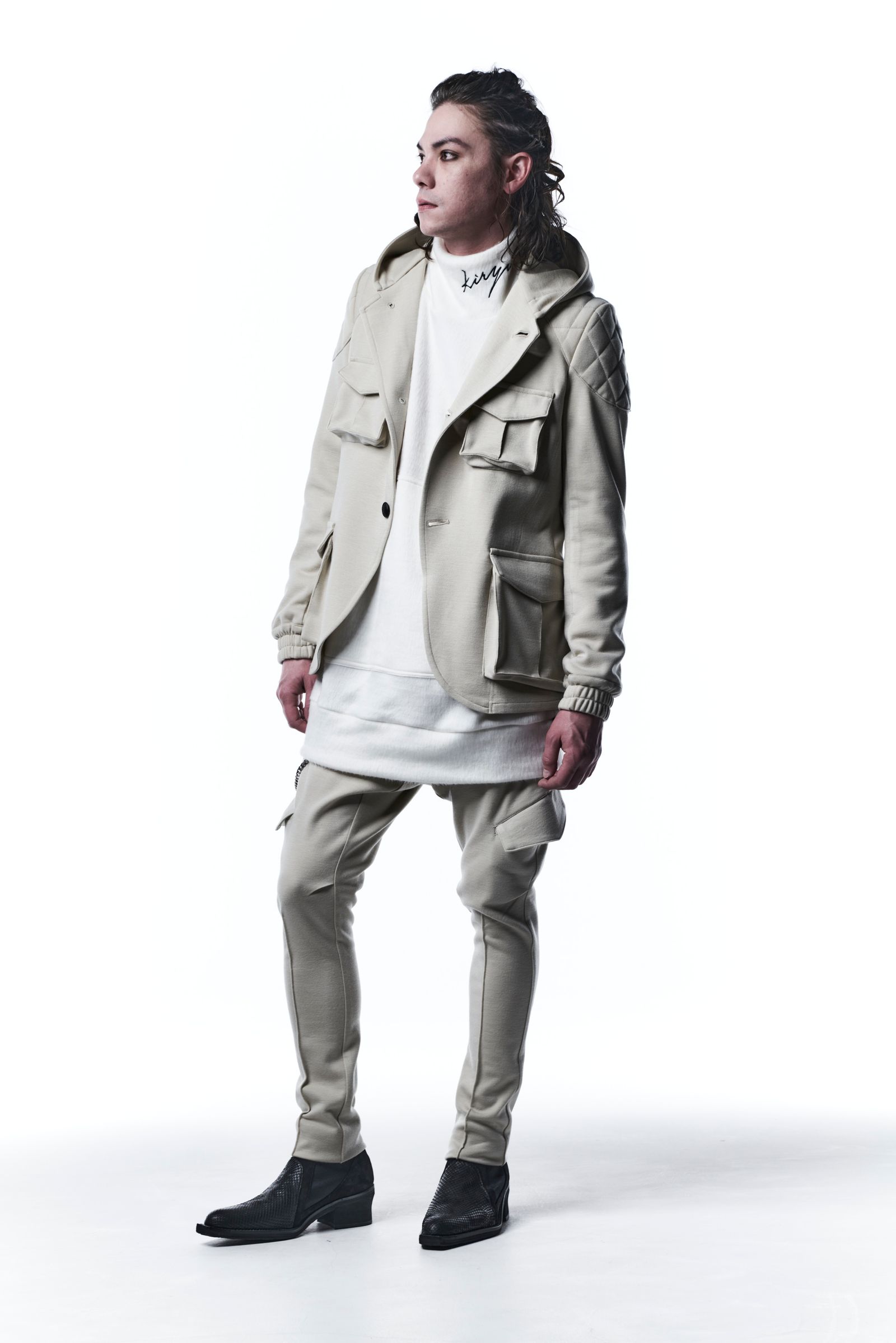 《予約品》 QuiltHoodieJacket ジャケット PunchRomaJersey / Beige 【kiryuyrik】 8月入荷予定
