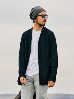 【予約品】 2-ply hook cardigan / ミドルカーディガン / ブラック