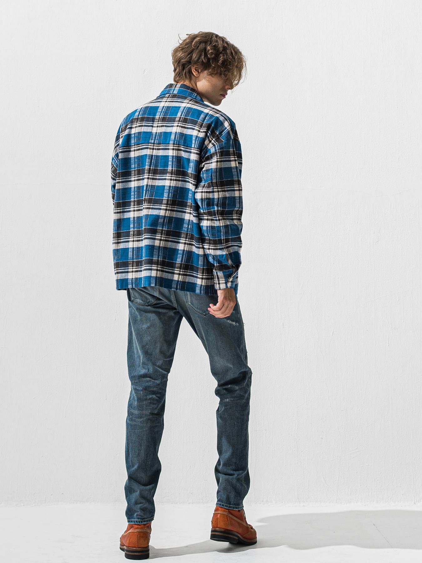 【予約品 9月6日(日) 締切】OLD SLUB CHECK JK / ヴィンテージ ネルジャケット / ブルー