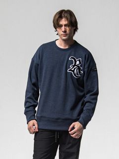 【予約品 8月31日(日) 締切】RC CHENILLE VELOURS FLEECE DROP TRAINER / RCサガラ刺繍ワッペン ベロアフリース ドロップショルダートレーナー / ネイビー