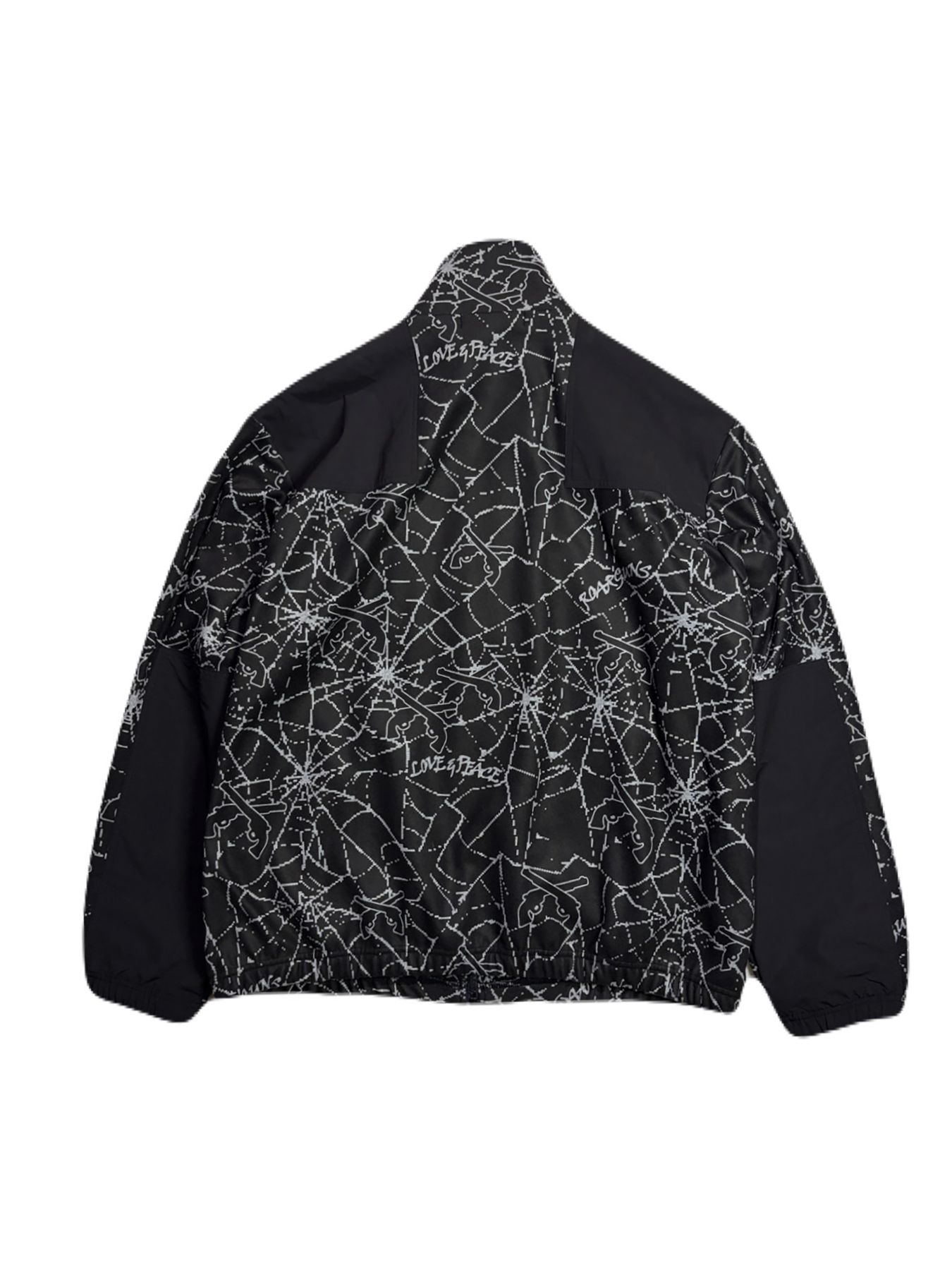 【予約品 3月9日(月) 18:00 締切】SPIDER PRINT JKT / スパイダープリント フリース ジャケット / ブラック×グレー