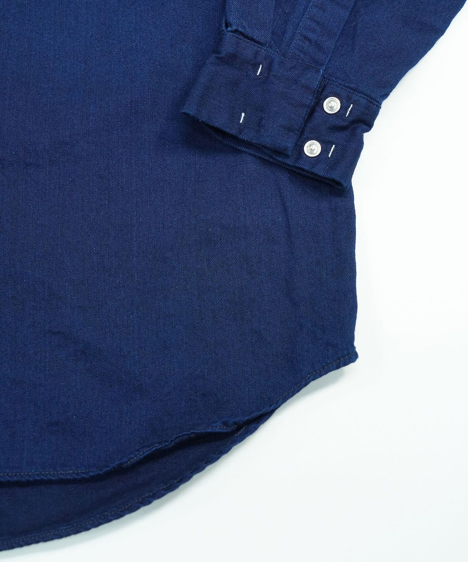 【予約品10月20日(日）締め】 SOSIR used / シャツ / ダークインディゴユーズド×アイボリーホワイトステッチ×ネイビー
