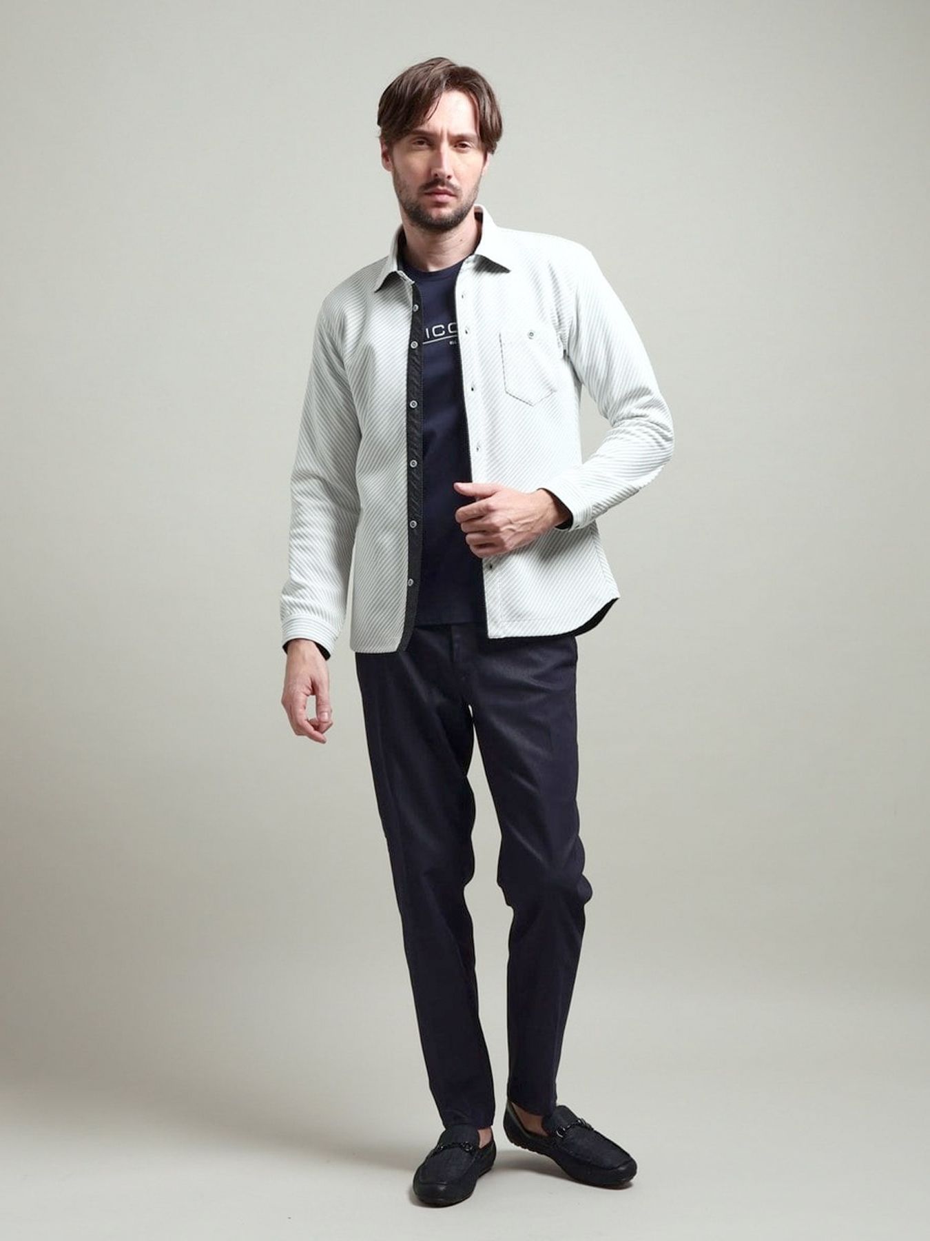 ブライトタックバイヤスレギュラーカラーシャツ / ホワイト 【HIDEAWAYS BLACK】