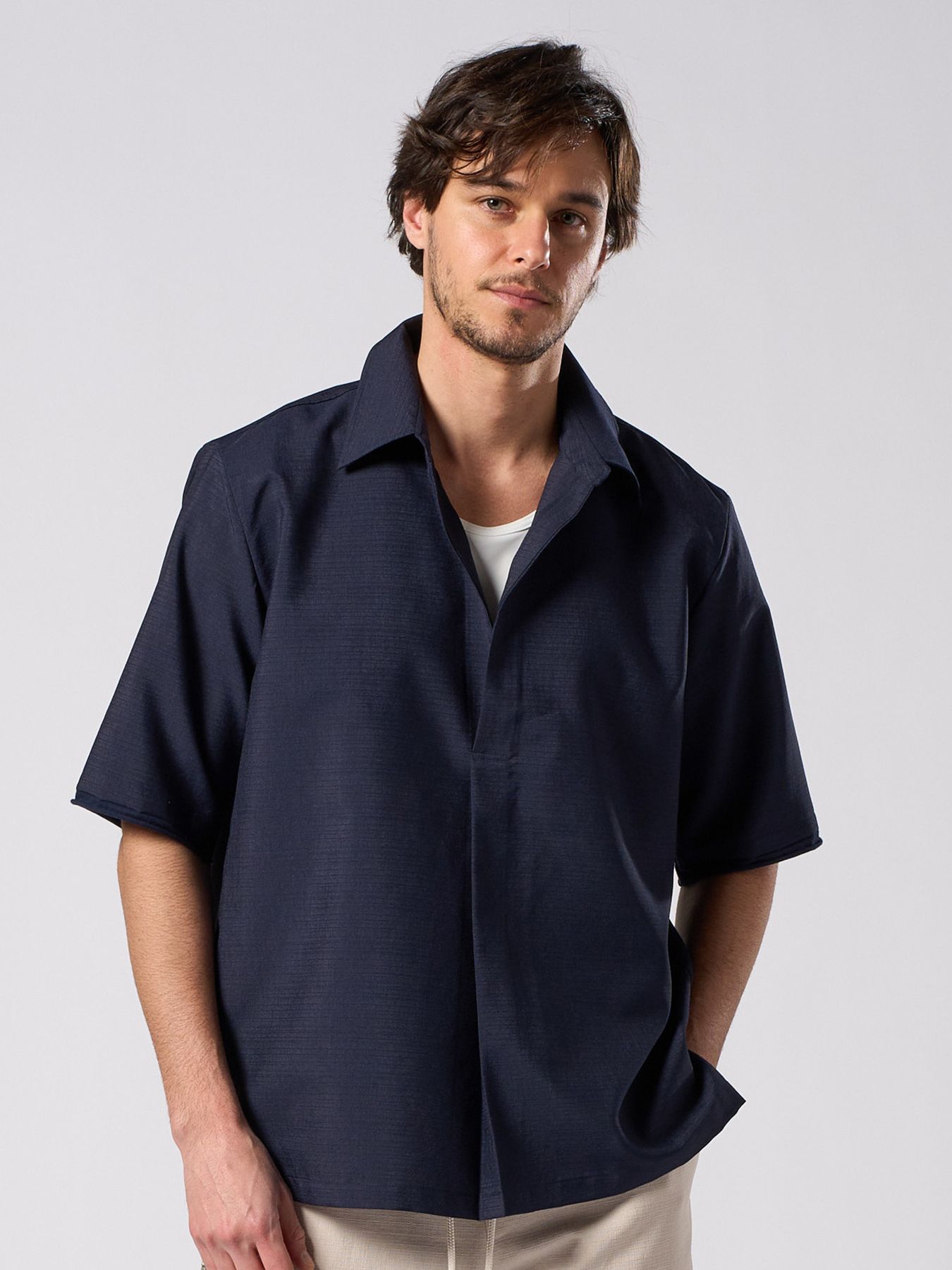 【予約品 1月25日(日) 締切】skipper shirt H/S / スキッパー ハーフスリーブシャツ / ネイビー