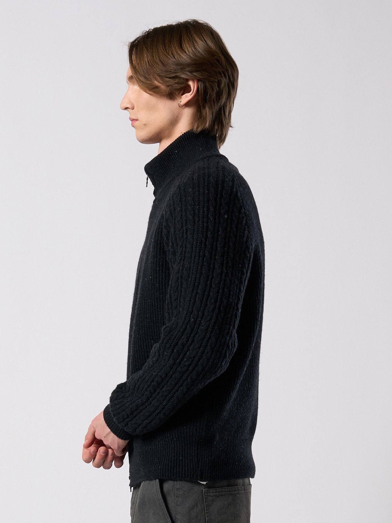 【予約品 4月19日(日) 18時締切】lomond×powder zip-up knit / ジップアップニット / ブラック