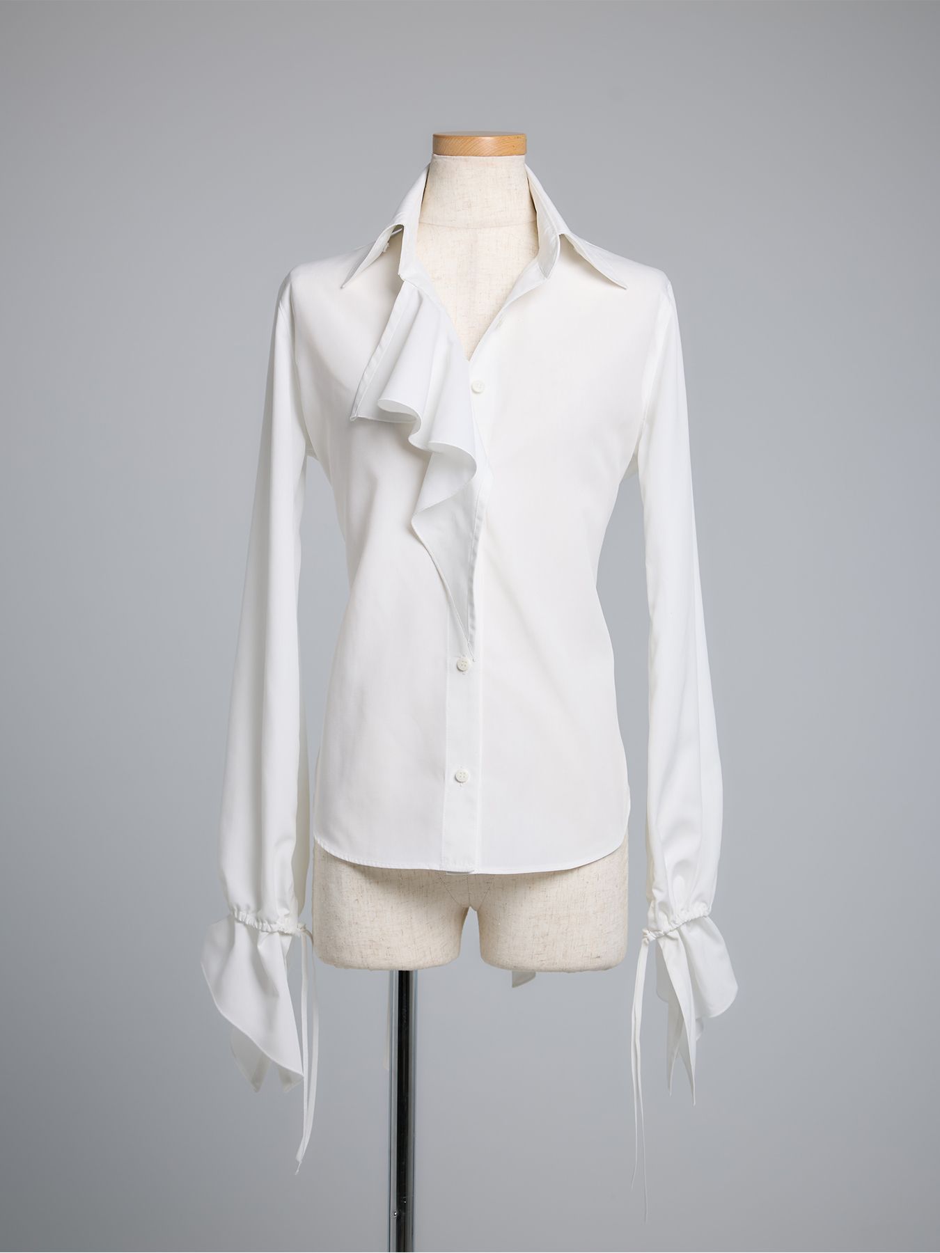 【予約品 5月18日(日) 締切】Lace Up Frill Shirt / レースアップフリルシャツ / ホワイト
