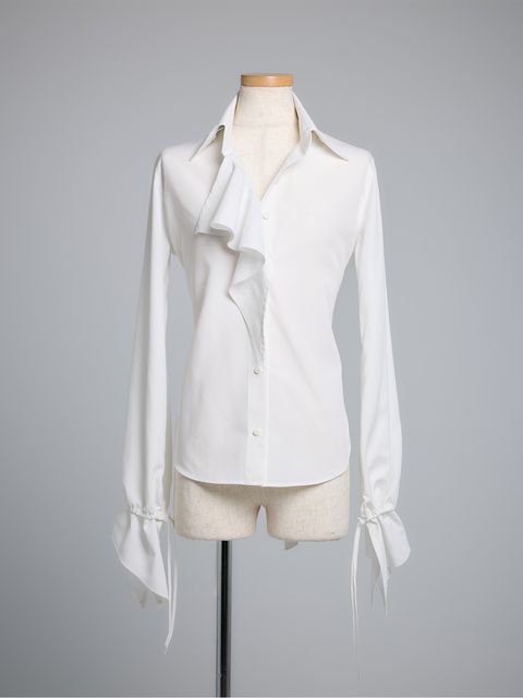 【予約品 5月18日(日) 締切】Lace Up Frill Shirt / レースアップフリルシャツ / ホワイト