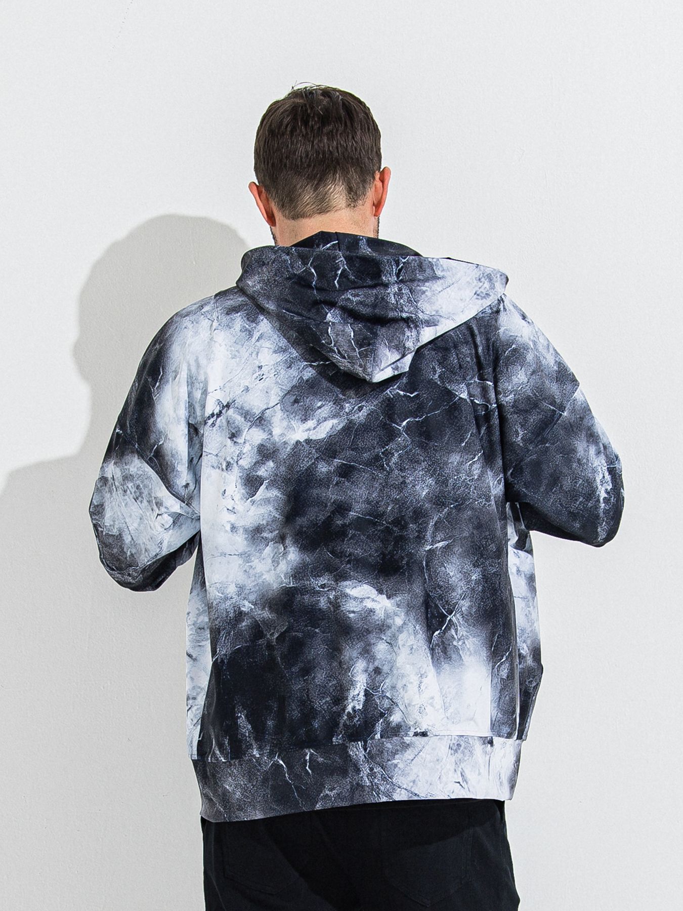 【予約品 】RASH OVER ZIPUP HOODIE / ラッシュガード オーバーサイズジップアップパーカー / マーブルブラック