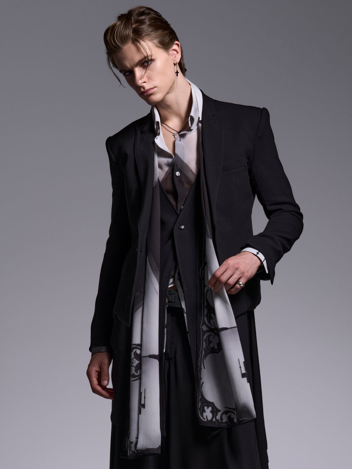 【予約品 】Stole / ストール / ブラック&グレー