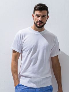 SILK HALF KNIT / 半袖コットンニット / ホワイト 【RESOUND CLOTHING】