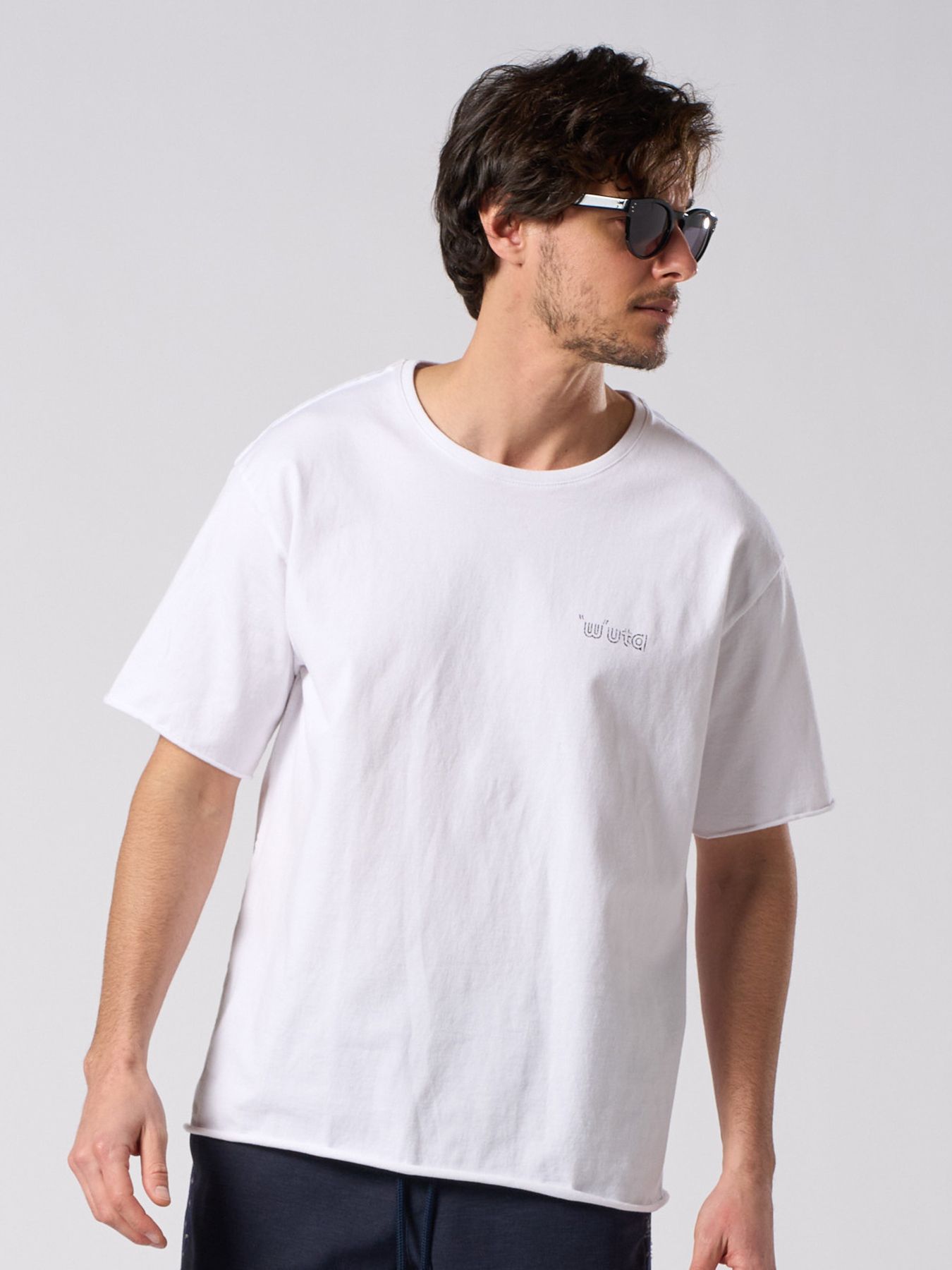 【予約品 1月25日(日) 締切】muta × wjk collection：cut-off S/S (printed) / カットオフ ショートスリーブ / ホワイト