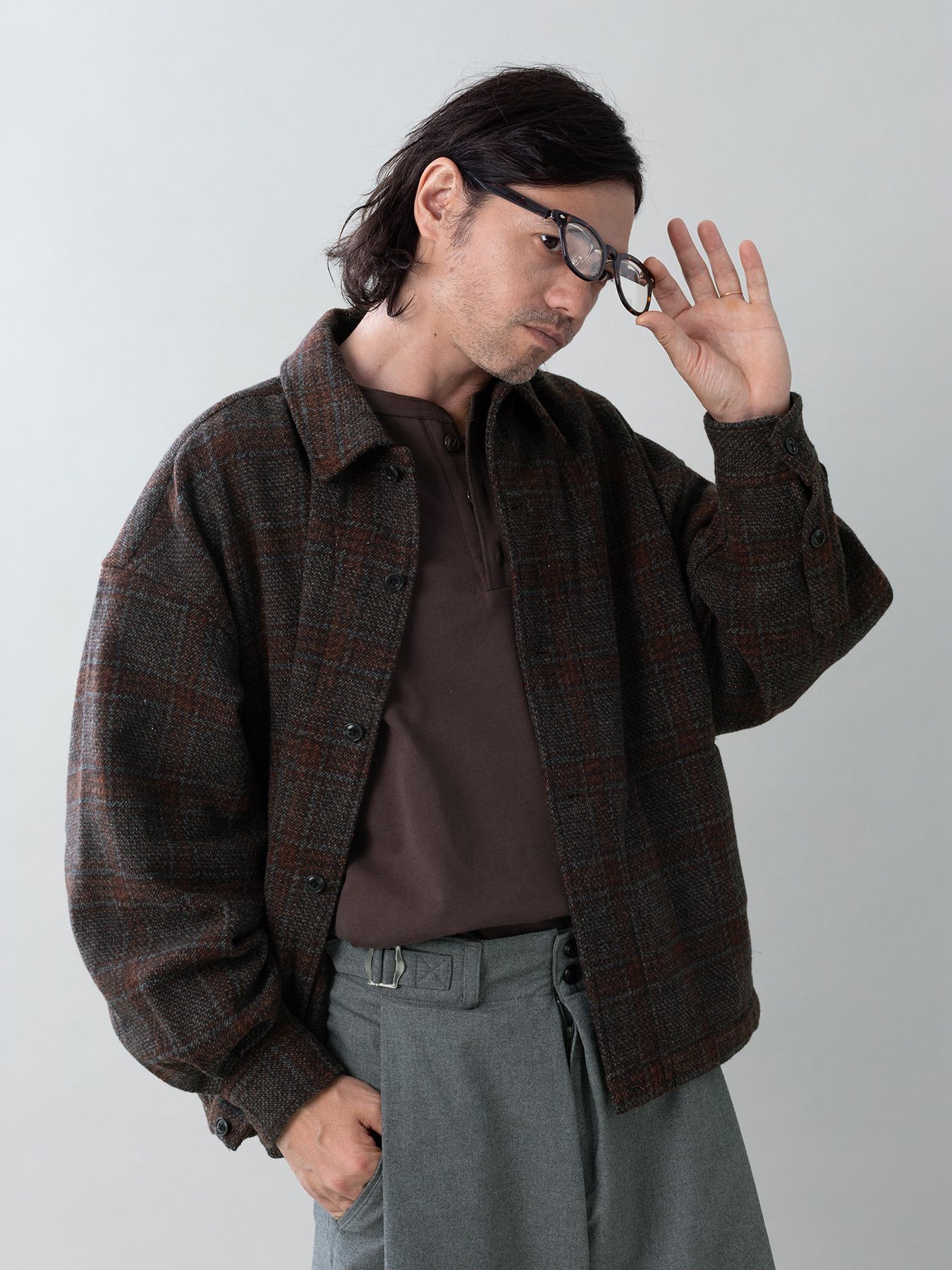 【予約品 5月6日(水) 締切】WOOLCHECK-SPORTJACKET / ヴィンテージシャツジャケット / レッド系