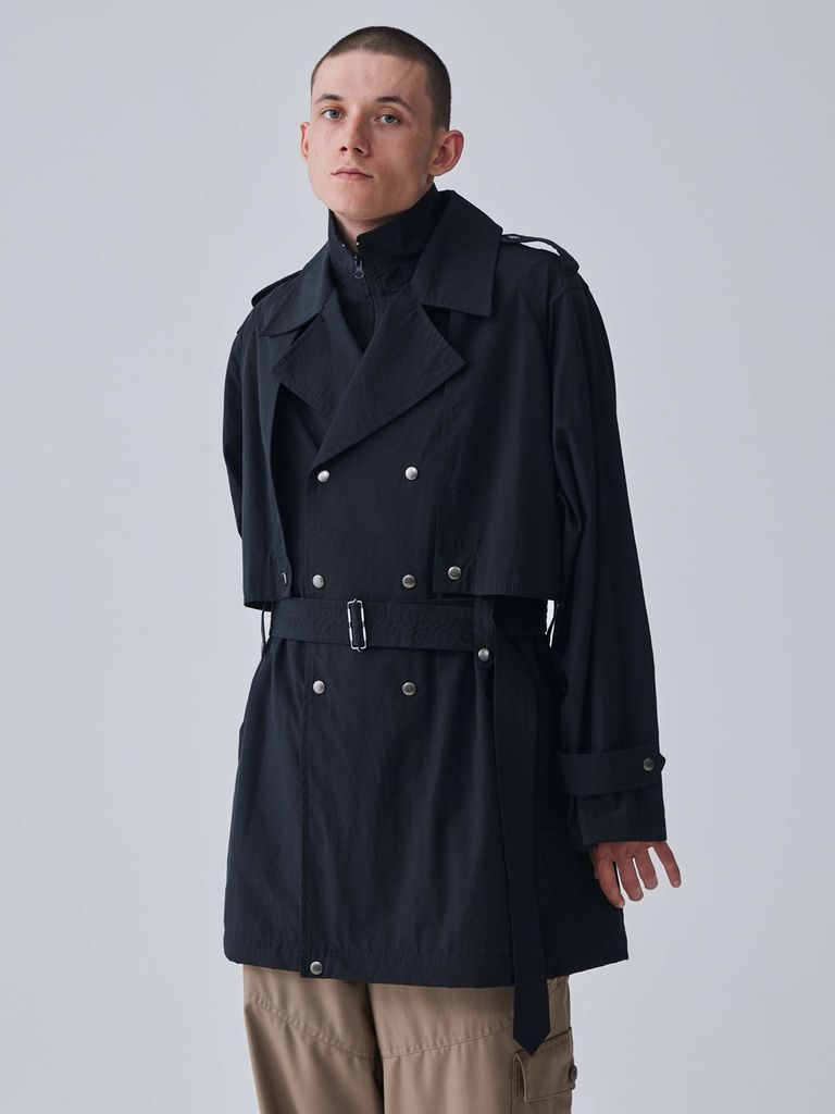 Iroquois - LAYERED TRENCH CO / 変身トレンチコート / ブラック 