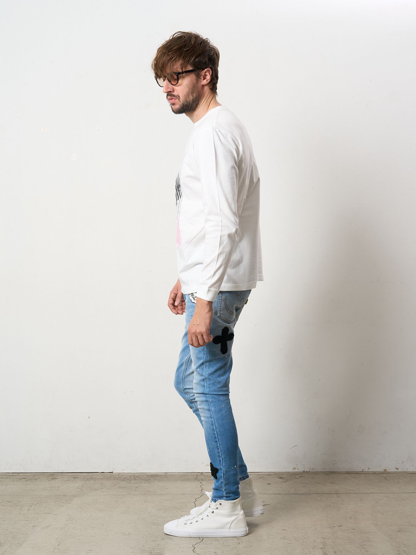 【予約品 5月8日(木) AM10時 締切】 5.6ozコットン天竺 LOST HEARTS シークインLS Tシャツ / ホワイト