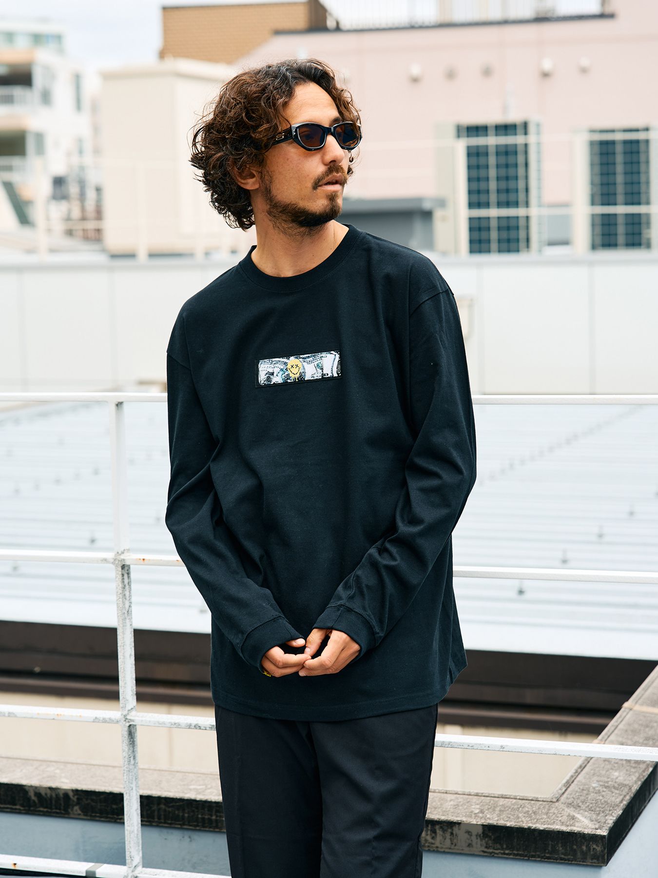 5.6ozコットン天竺 YOU GOT THIS シークインLS Tシャツ / ブラック