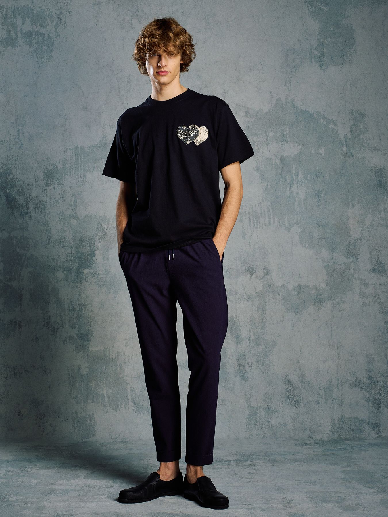 【予約品 1月25日(日) 締切】graphic-T collection：bandana panel heart T / バンダナパネル ハート Tシャツ / ブラック