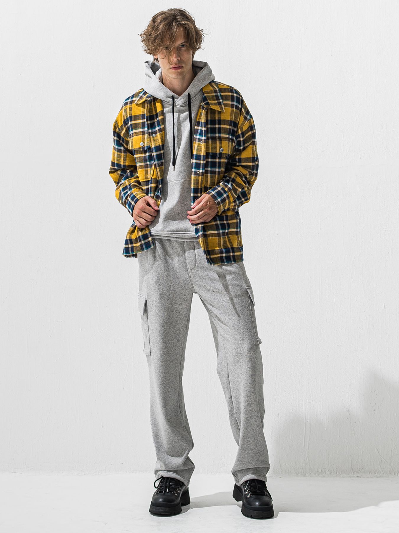 【予約品 9月6日(日) 締切】RC VELOURS FLEECE HOODIE / RCレザーワッペン 裏起毛 ルーズフーディー / グレー