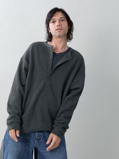 【予約品 5月27日(水) 締切】Deepfront / レールニット カットソー / チャコール