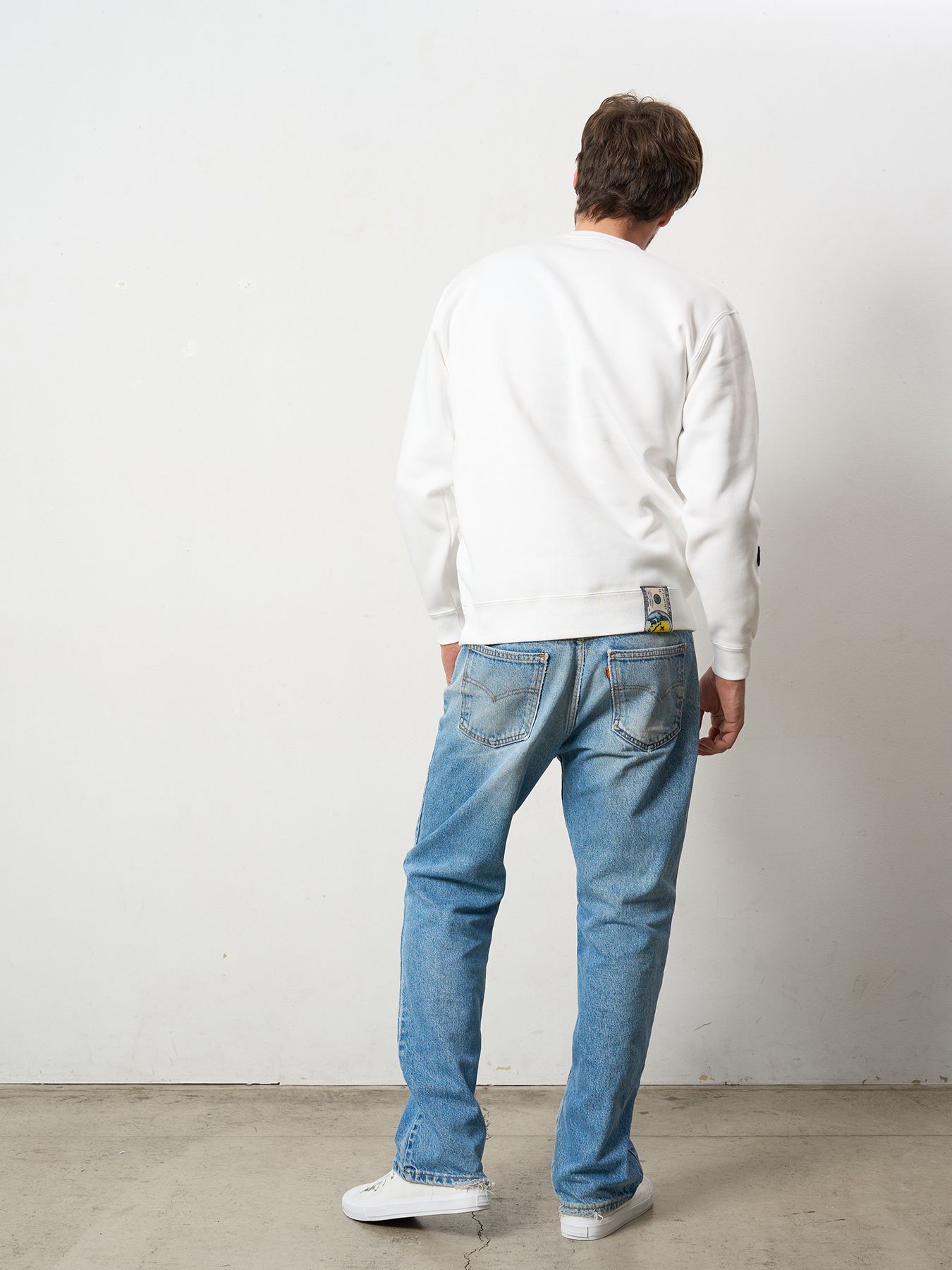 【予約品 5月8日(木) AM10時 締切】 TC裏毛起毛 YOU GOT THIS マルチパッチワークスウェットシャツ / ホワイト