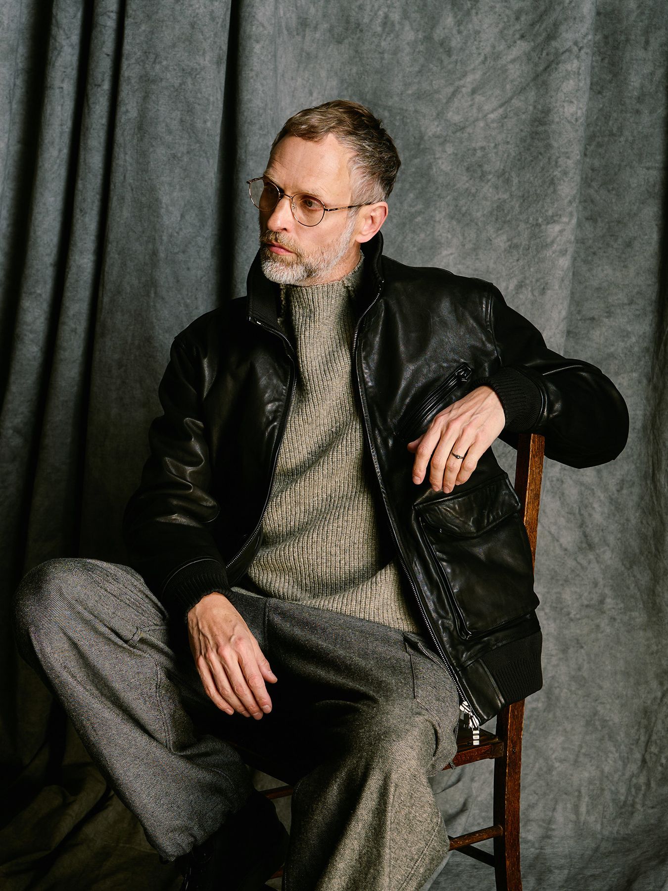 【予約品 4月19日(日) 18時締切】lomond×powder line high-neck knit / ライン ハイネックニット / グレー