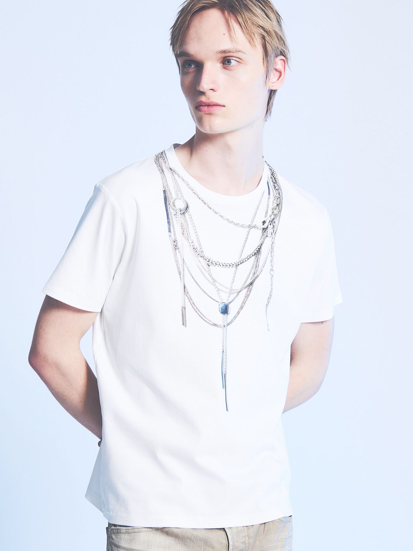《YArKA × 5351》ネックレス プリント 半袖 Tシャツ / ホワイト【5351 POUR LES HOMMES】