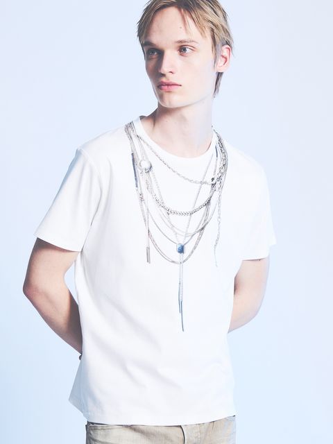《YArKA × 5351》ネックレス プリント 半袖 Tシャツ / ホワイト【5351 POUR LES HOMMES】