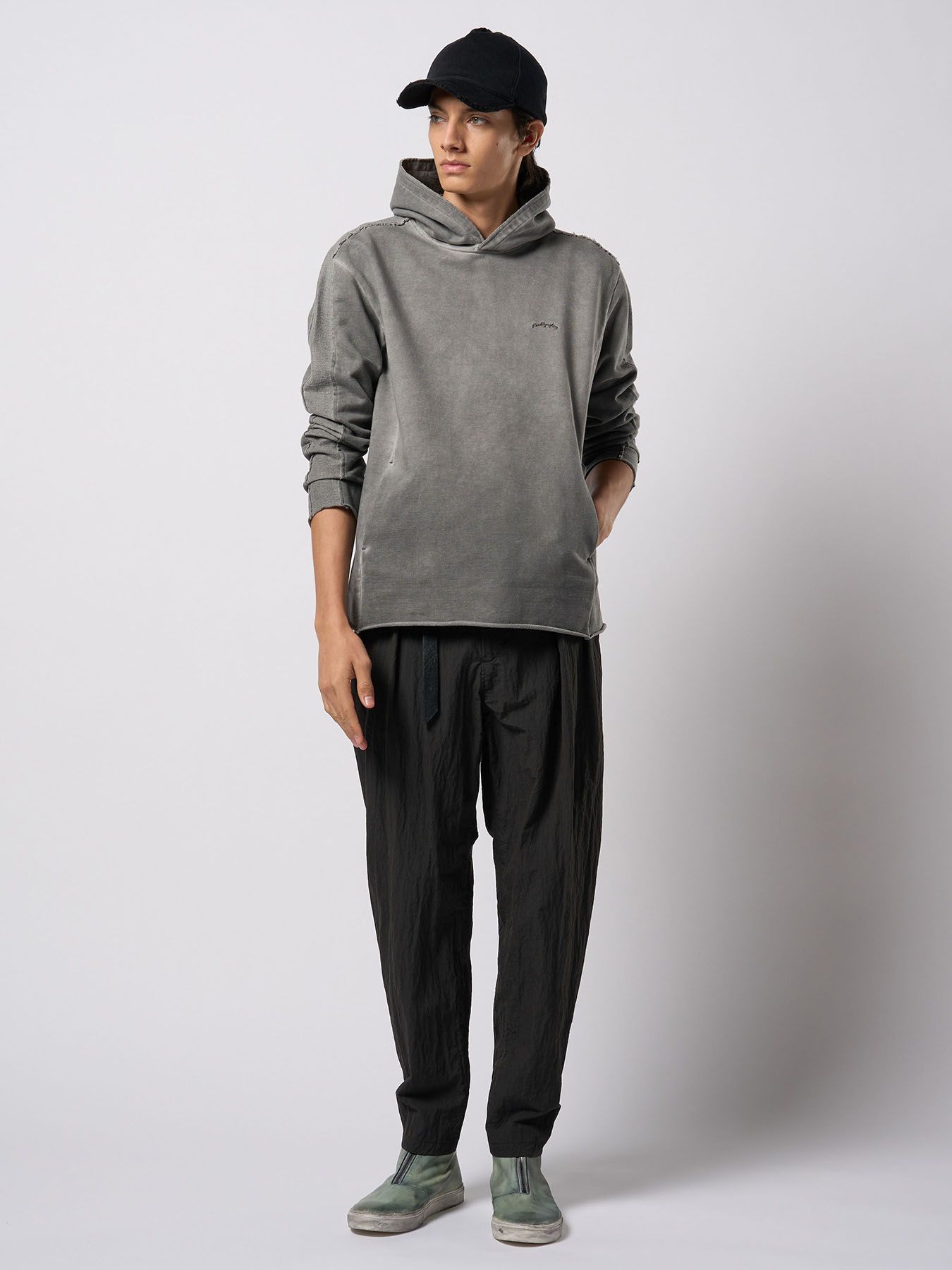 【予約品 9月23日(火) 締切】cut-off pull parker / カットオフ プルパーカー / ダークグレー