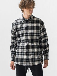 【予約品 9月6日(日) 締切】FLANNEL JACK SHIRTS / オーガニックコットン フランネルチェック ジャックシャツ / ブラック