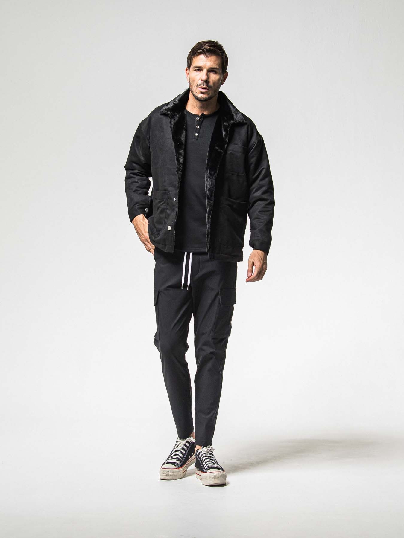 【予約品 8月31日(日) 締切】VELOURS FLEECE THERMAL HENRY / ベロアフリース サーマル ヘンリーネック / ブラック